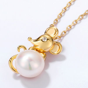 Pearl Pendant Lucky mouse Sterling silver pendant